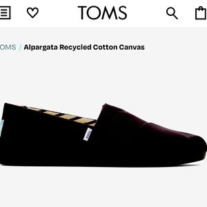 TOMS Black Canvas Shoes. Size 7.